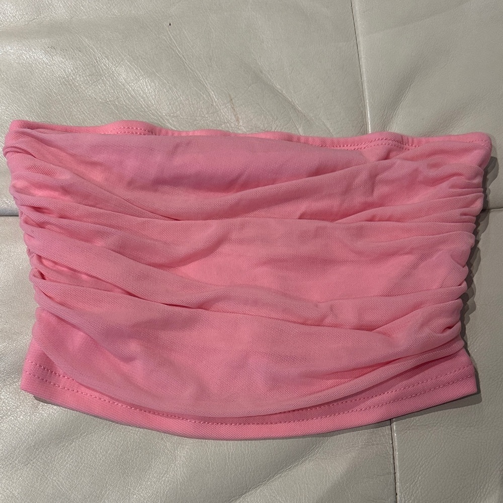 Pink Ruched Tube Top